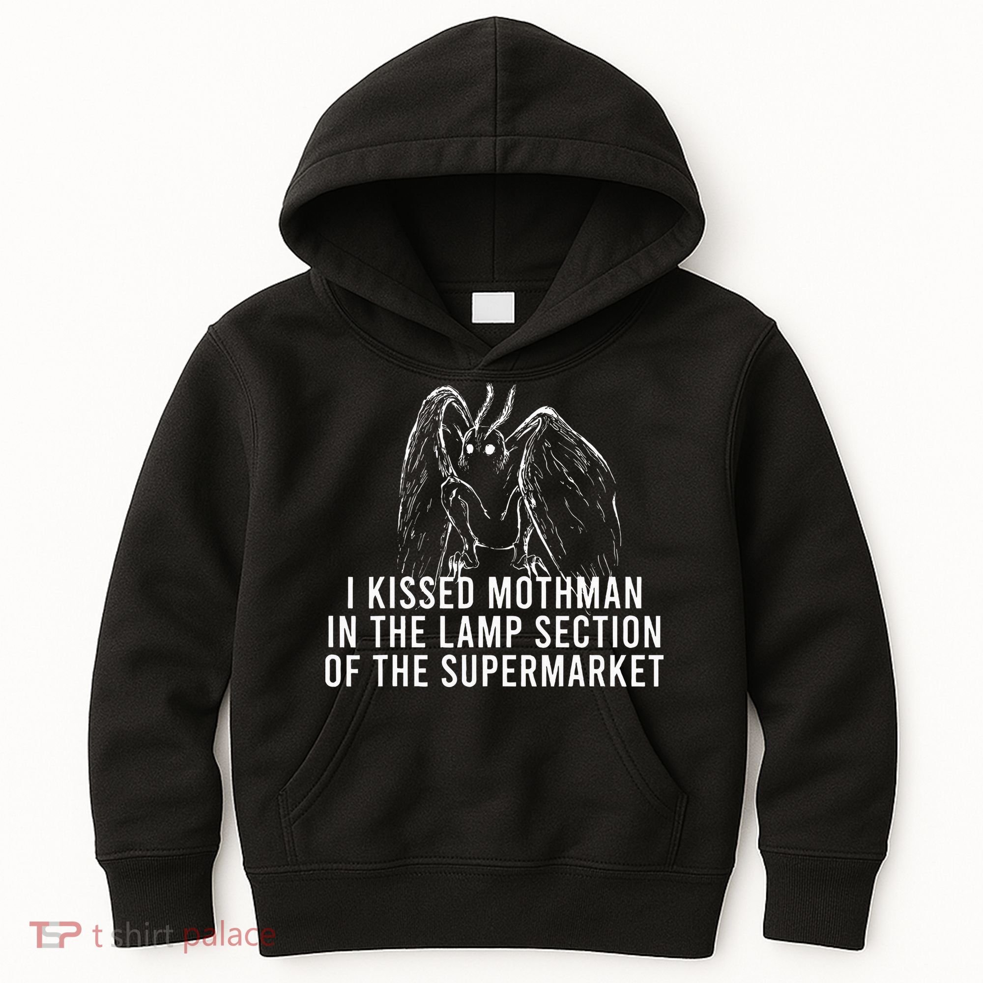 Mothman Cryptid I Kissed Mothman In The Lamp Section Kids Hoodie