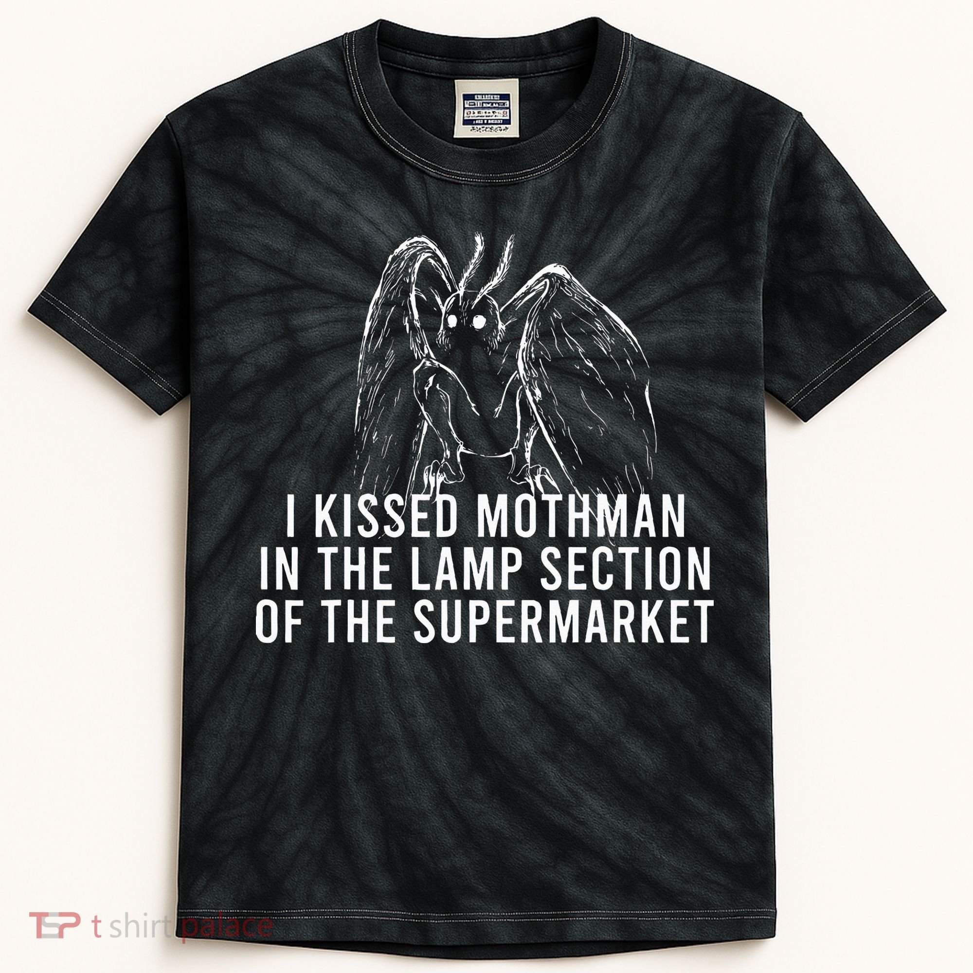 Mothman Cryptid I Kissed Mothman In The Lamp Section Kids Tie-Dye T-Shirt