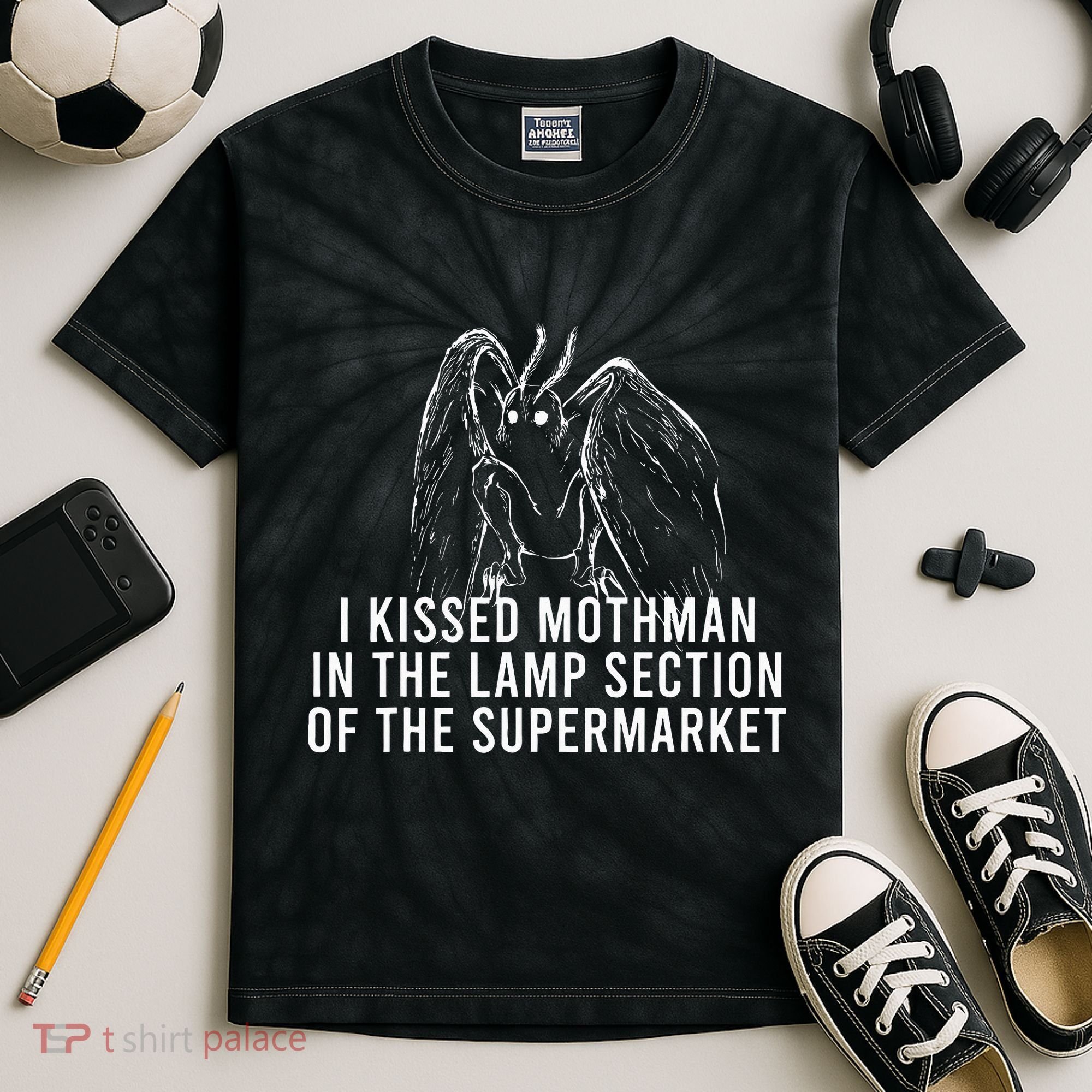 Mothman Cryptid I Kissed Mothman In The Lamp Section Kids Tie-Dye T-Shirt