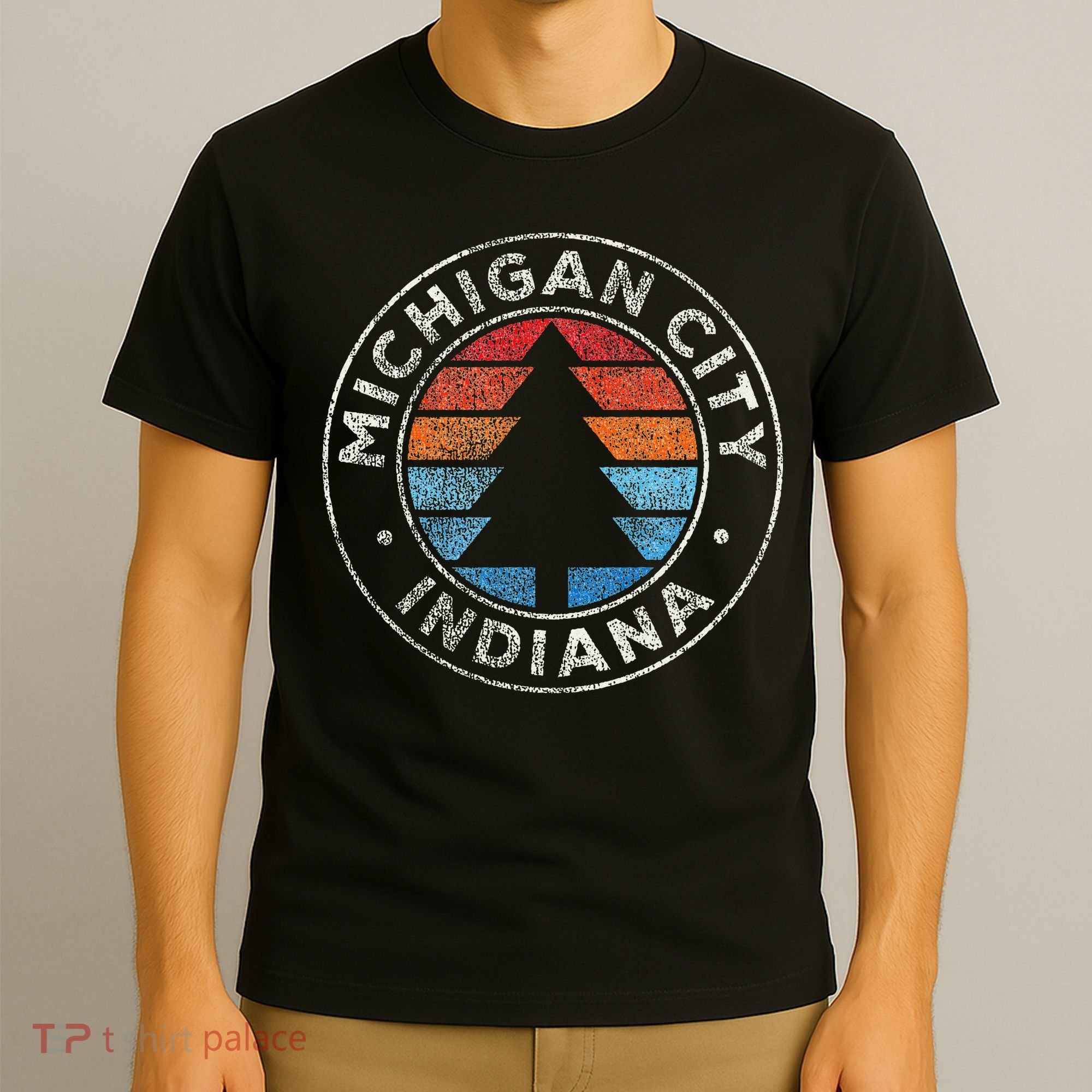 Michigan City Indiana In Vintage Graphic Retro 70s T-Shirt
