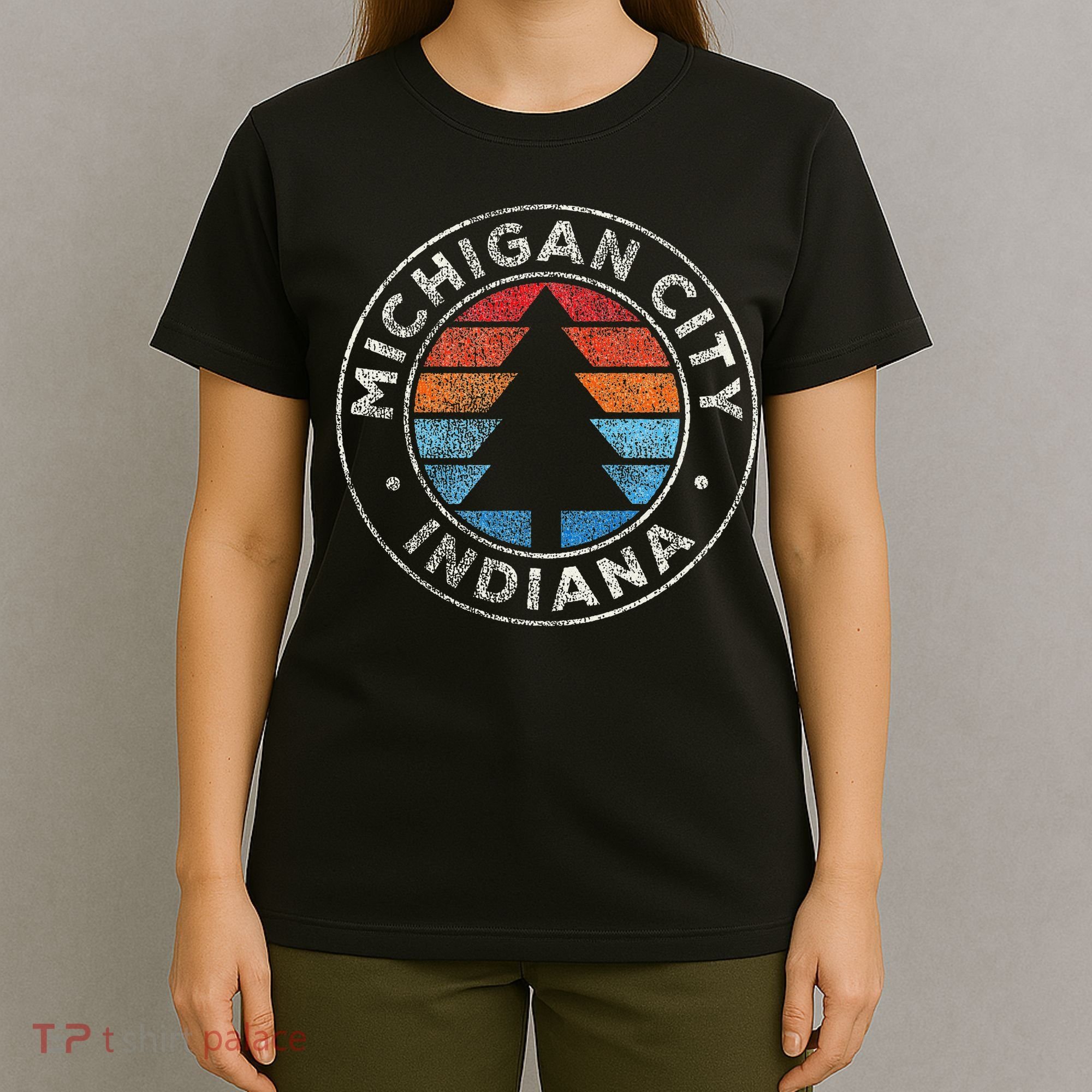 Michigan City Indiana In Vintage Graphic Retro 70s T-Shirt