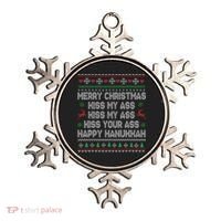 Merry Christmas Kiss My Ass His Ass Your Ass Happy Hanukkah     Ornament thumb 0