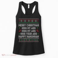 Merry Christmas Kiss My Ass His Ass Your Ass Happy Hanukkah     Women's Tank Top thumb 0