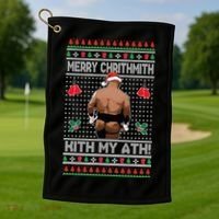 Merry Chrithmith Kith My Ath Christmas Mike Tyson Golf Towel thumb 1