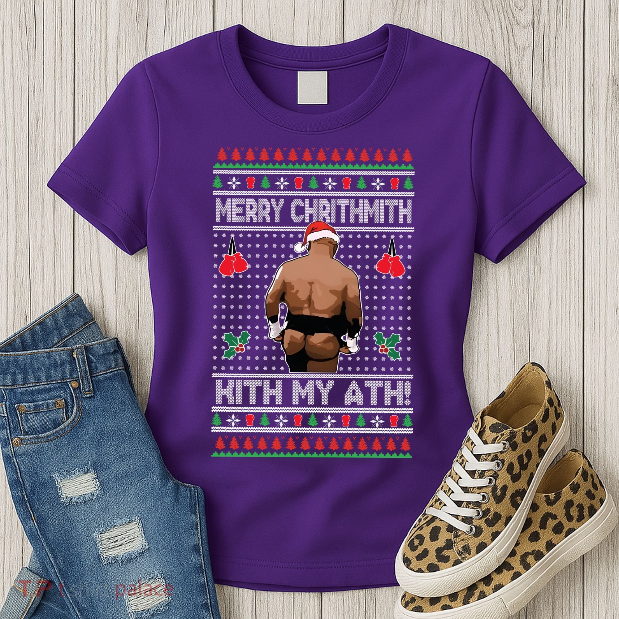 Merry Chrithmith Kith My Ath Christmas Mike Tyson Women's T-Shirt