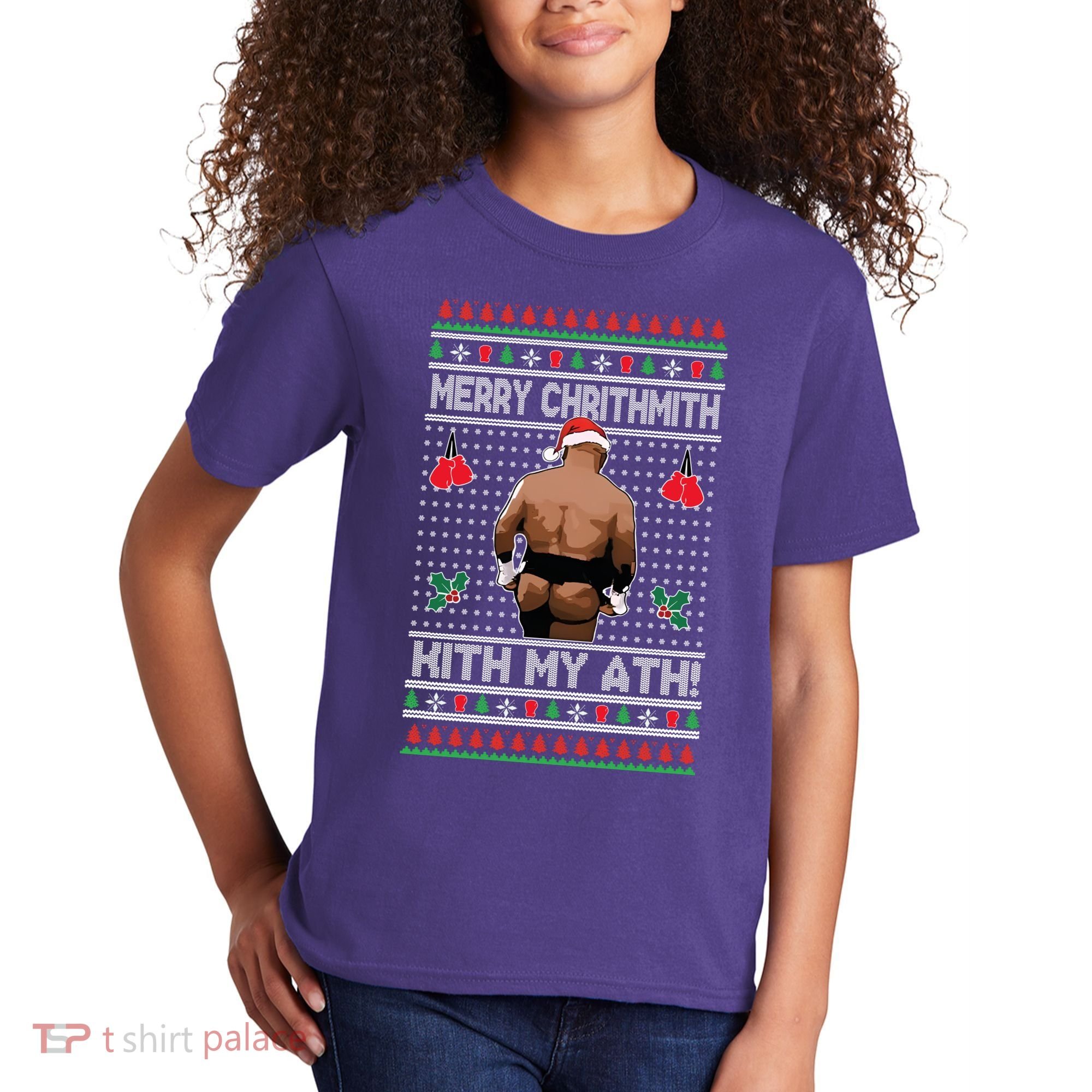 Merry Chrithmith Kith My Ath Christmas Mike Tyson Kids T-Shirt