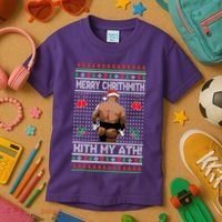 Merry Chrithmith Kith My Ath Christmas Mike Tyson Kids T-Shirt thumb 3