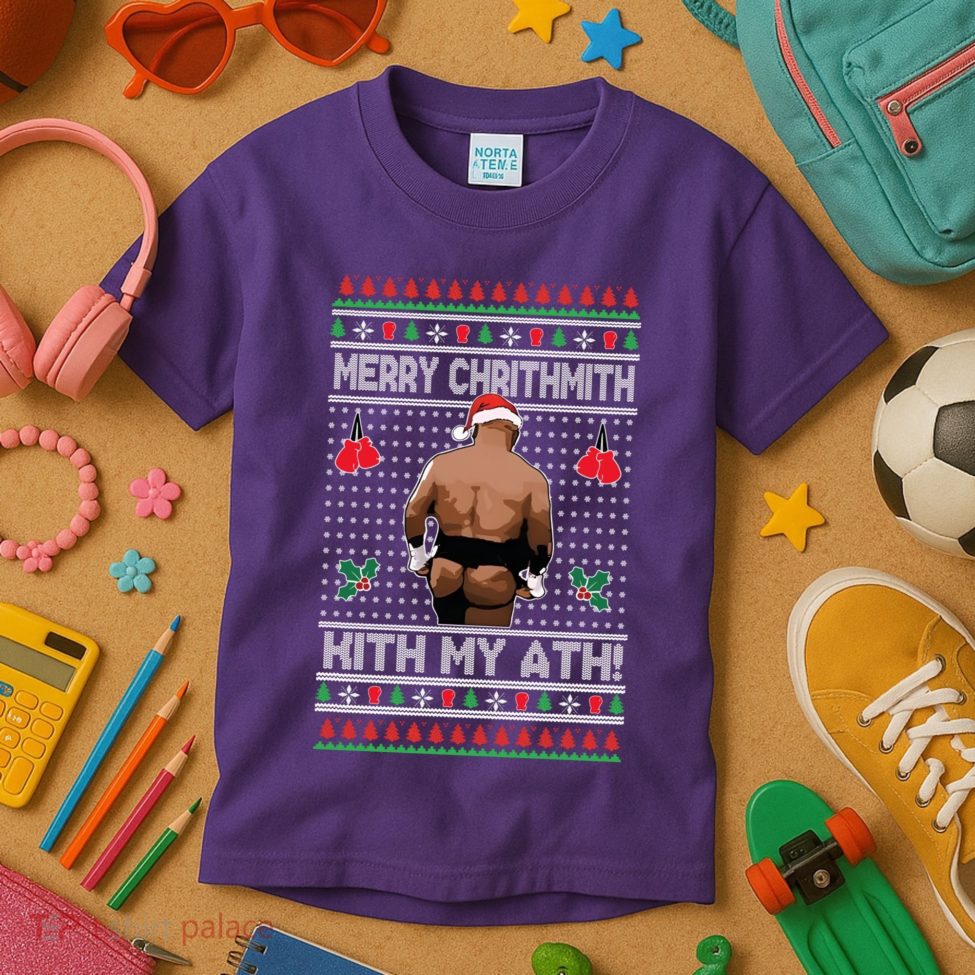 Merry Chrithmith Kith My Ath Christmas Mike Tyson Kids T-Shirt