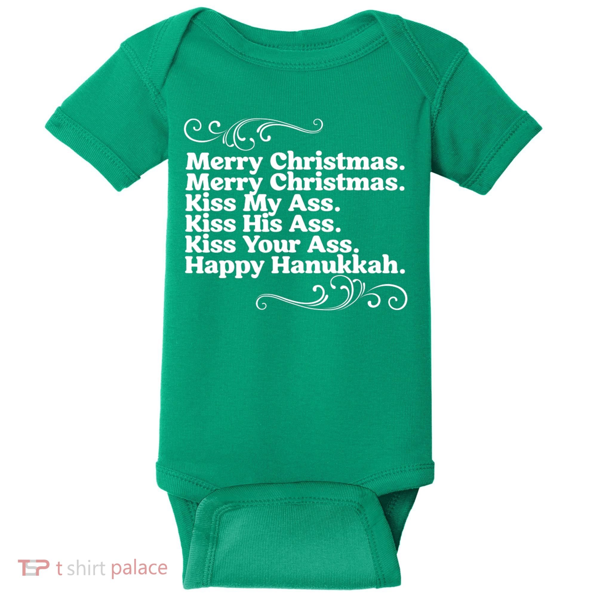 Merry Christmas K.iss My Ass Quote Christmas Vacation Baby Bodysuit