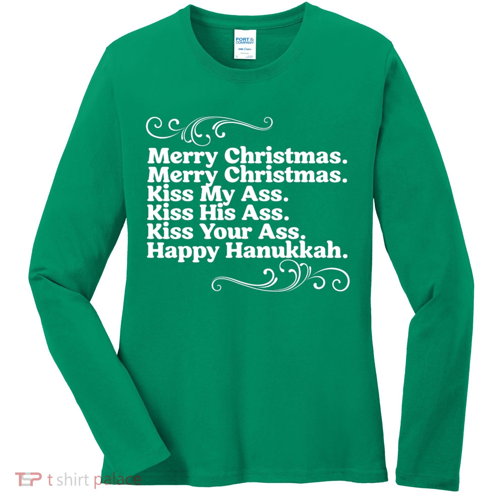 Merry Christmas K.iss My Ass Quote Christmas Vacation Women's Long Sleeve Shirt