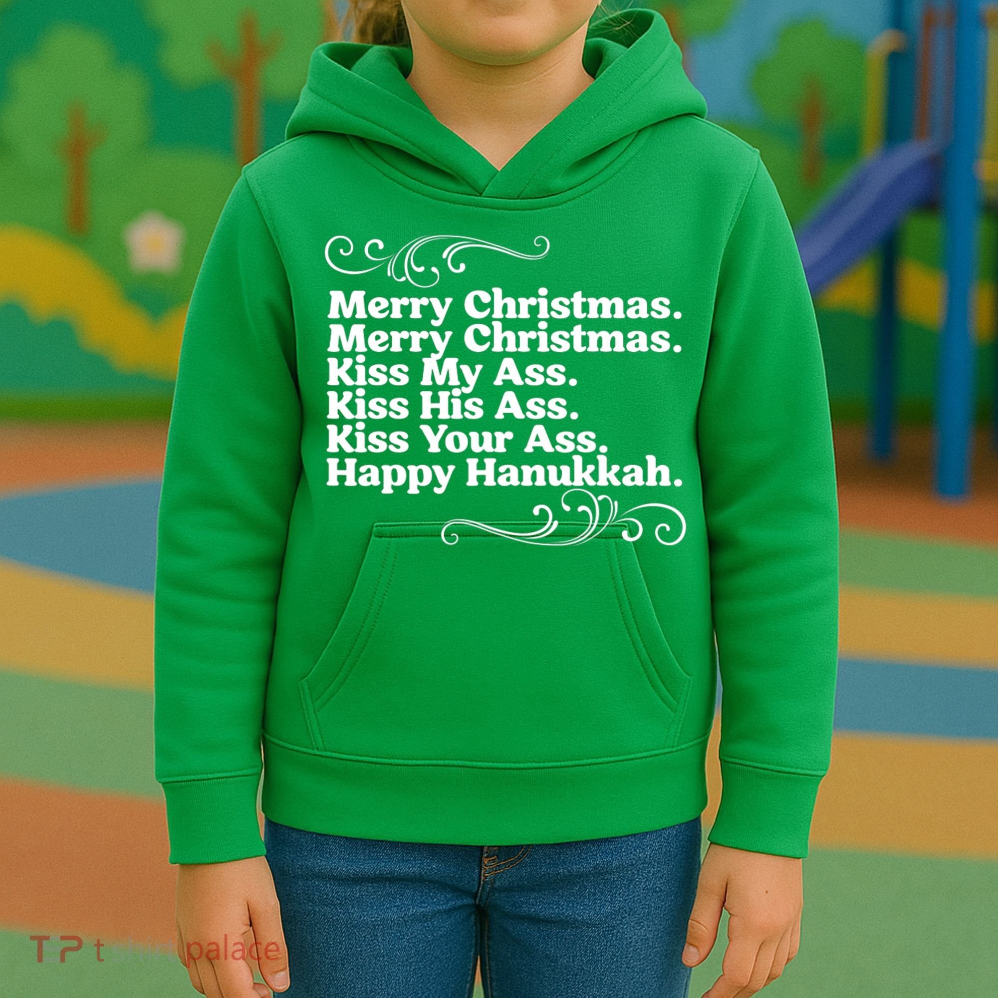 Merry Christmas K.iss My Ass Quote Christmas Vacation Kids Hoodie