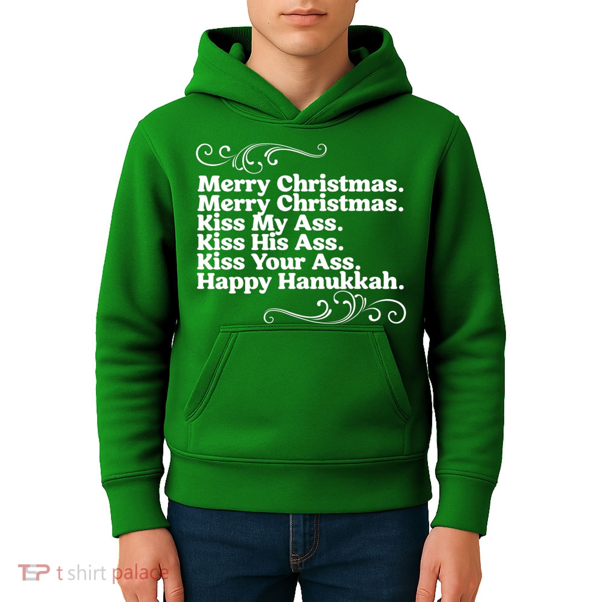 Merry Christmas K.iss My Ass Quote Christmas Vacation Kids Hoodie