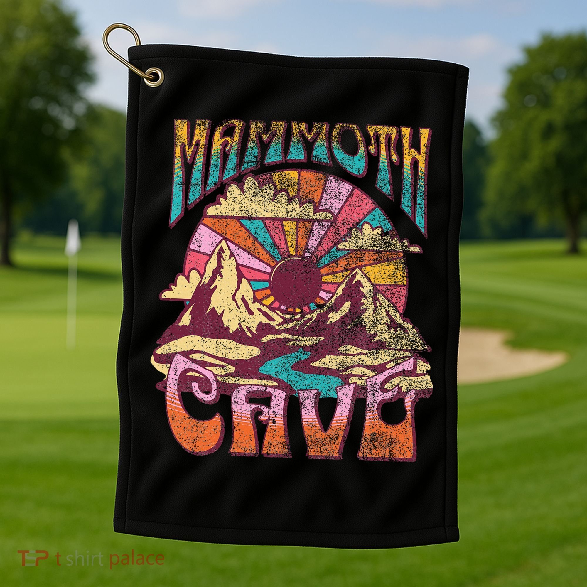 Mammoth Cave Kentucky Nature Hiking Mountains Outdoors Retro Golf Towel