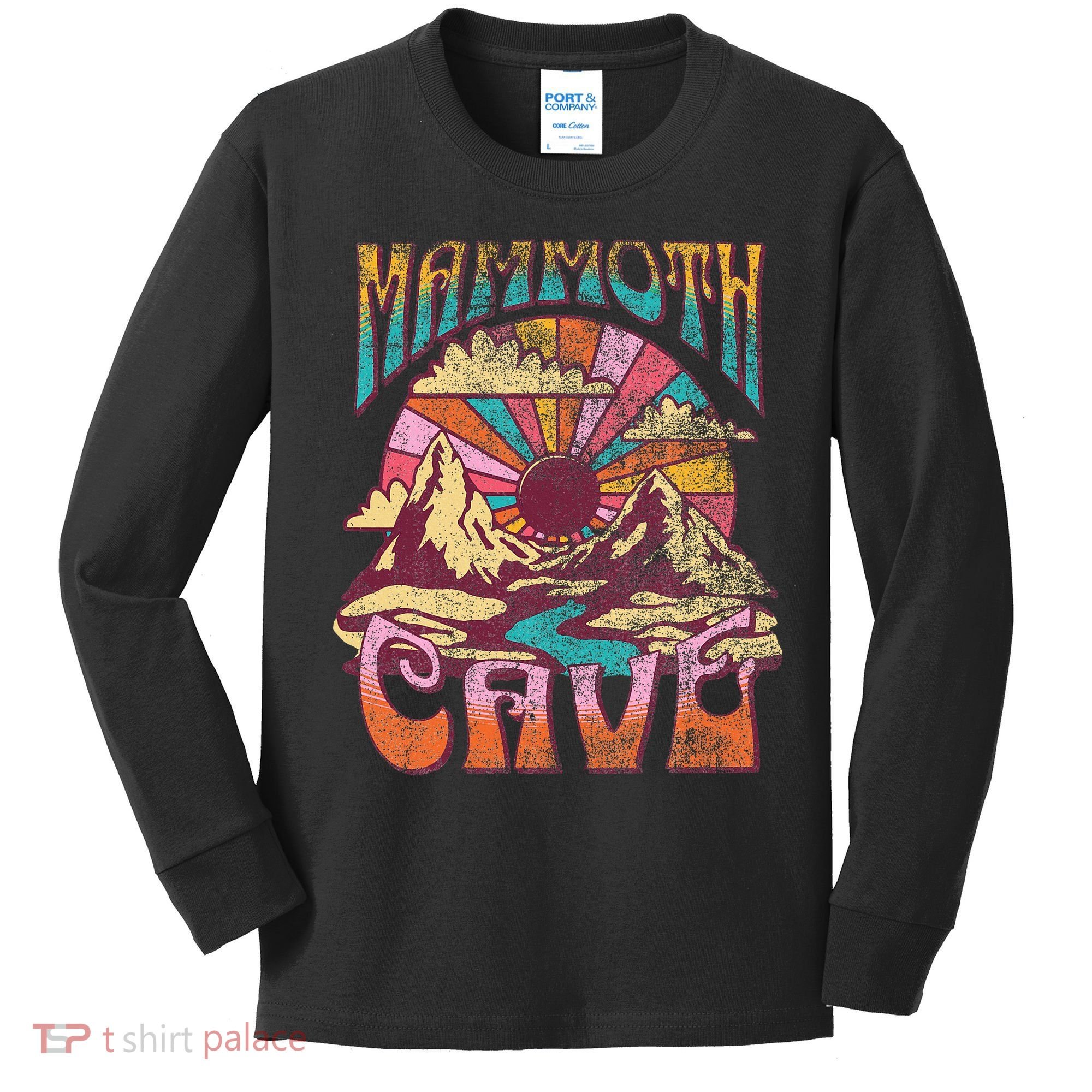 Mammoth Cave Kentucky Nature Hiking Mountains Outdoors Retro Kids Long Sleeve Shirt