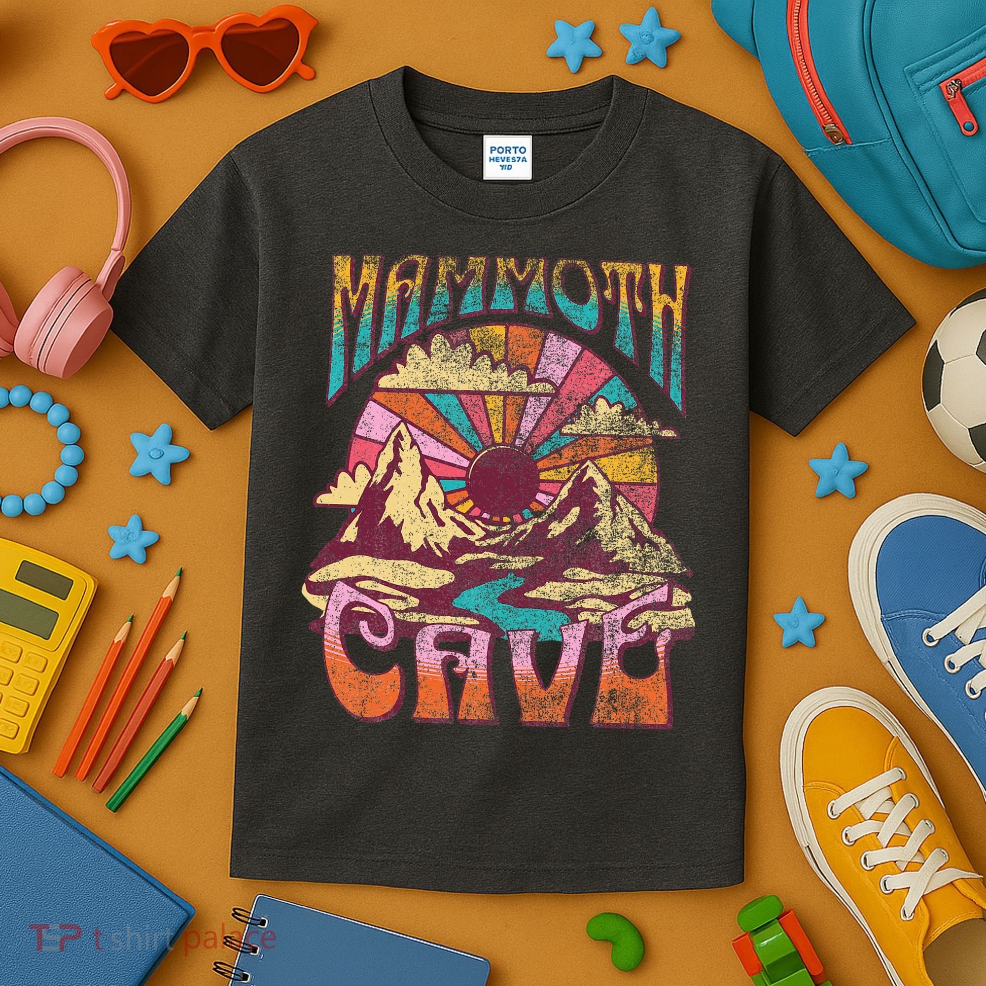 Mammoth Cave Kentucky Nature Hiking Mountains Outdoors Retro Kids T-Shirt