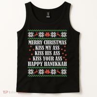 Merry Christmas K.iss My Ass His Ass Your Ass Tank Top thumb 2