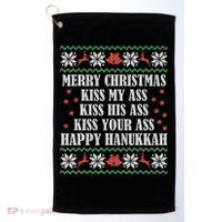 Merry Christmas K.iss My Ass His Ass Your Ass Golf Towel thumb 0