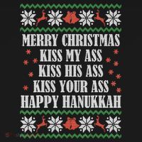 Merry Christmas kissing My Ass His Ass Your Ass Happy Hanukkah Women's Tank Top thumb 5