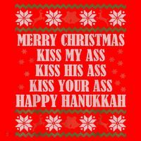 Merry Christmas Kiss My Ass His Ass Your Ass Happy Hanukkah Santa Hat thumb 1