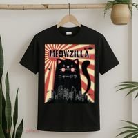 Meowzilla Cat Kitten Japanese Anime Sunset Vintage Retro T-Shirt thumb 2