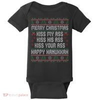 Merry Christmas Kis.s My Ass His Ass Your Ass  Baby Bodysuit thumb 0