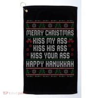 Merry Christmas Kis.s My Ass His Ass Your Ass  Golf Towel thumb 0