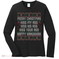 Merry Christmas Kis.s My Ass His Ass Your Ass  Women's Long Sleeve Shirt thumb 0