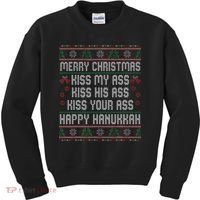 Merry Christmas Kis.s My Ass His Ass Your Ass  Kids Sweatshirt thumb 0