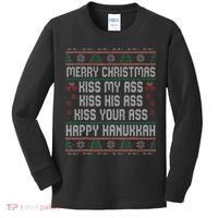 Merry Christmas Kis.s My Ass His Ass Your Ass  Kids Long Sleeve Shirt thumb 0