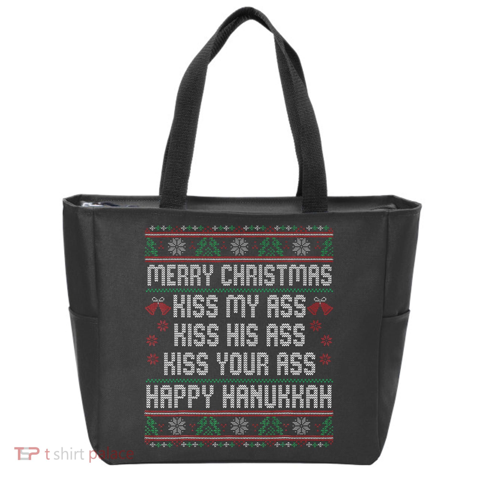 Merry Christmas Kis.s My Ass His Ass Your Ass  Tote Bag