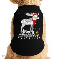 Merry Christmoose Lights Santa Hat Funny Christmas Moose  Doggie Tank thumb 0