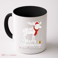 Merry Christmoose Lights Santa Hat Funny Christmas Moose  Coffee Mug thumb 0