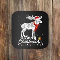 Merry Christmoose Lights Santa Hat Funny Christmas Moose  Coaster thumb 0