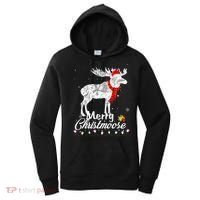 Merry Christmoose Lights Santa Hat Funny Christmas Moose  Women's Hoodie thumb 0