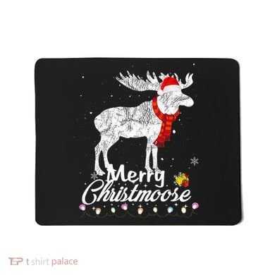 Merry Christmoose Lights Santa Hat Funny Christmas Moose  Mousepad