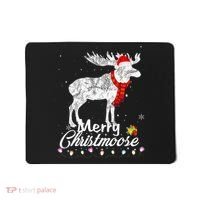 Merry Christmoose Lights Santa Hat Funny Christmas Moose  Mousepad thumb 0