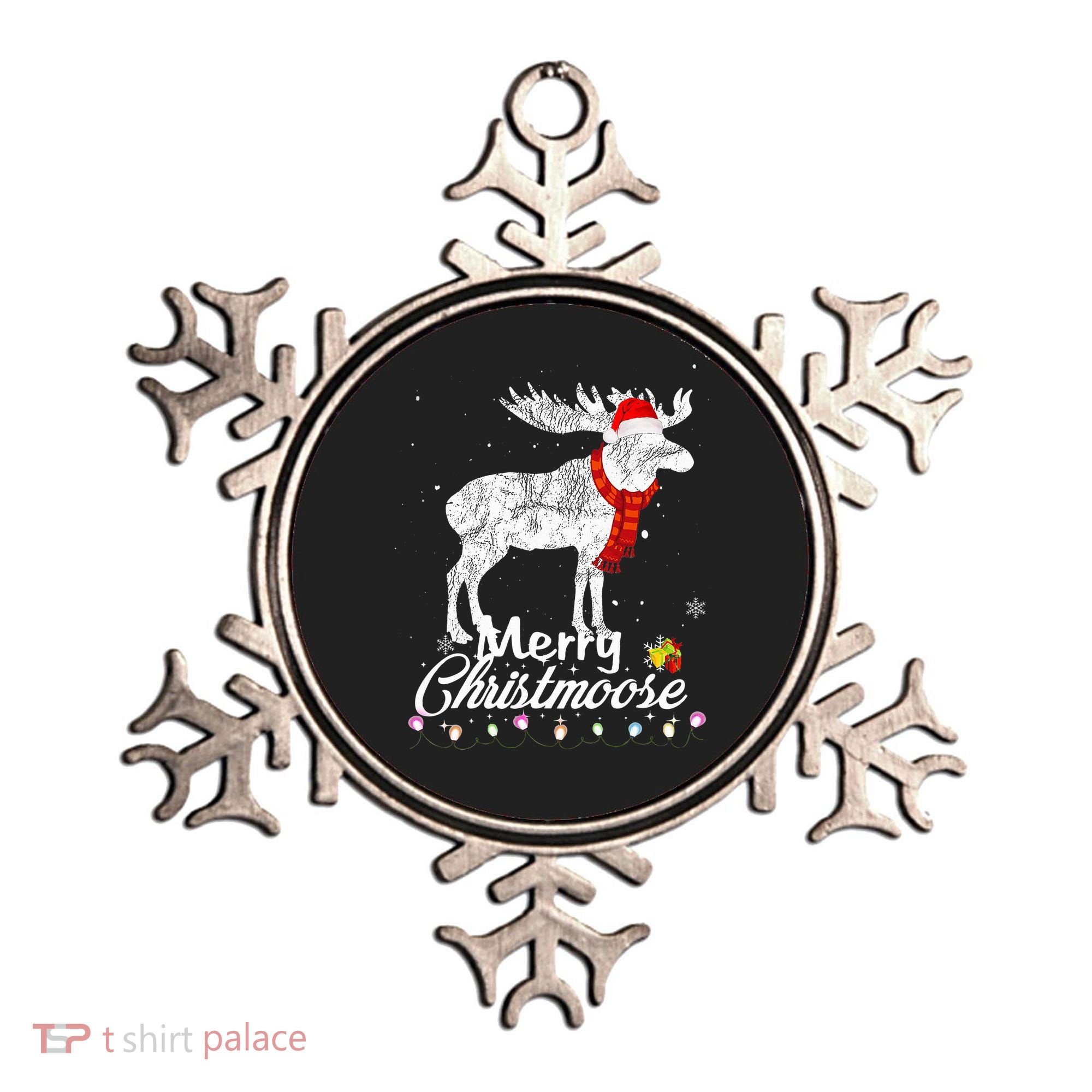 Merry Christmoose Lights Santa Hat Funny Christmas Moose  Ornament