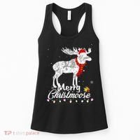 Merry Christmoose Lights Santa Hat Funny Christmas Moose  Women's Tank Top thumb 0