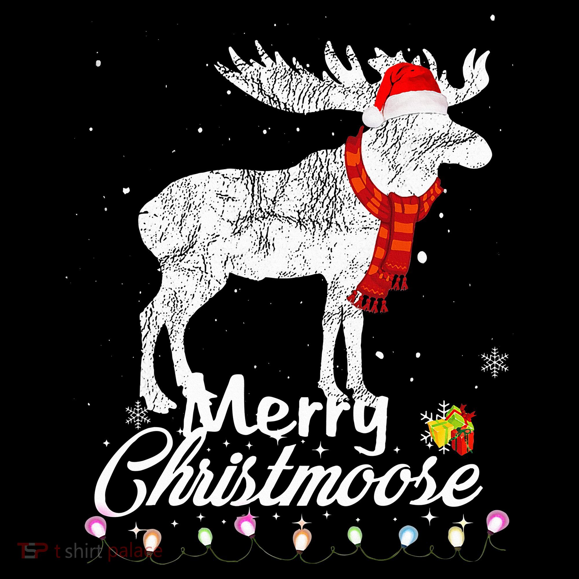 Merry Christmoose Lights Santa Hat Funny Christmas Moose  Baby Bodysuit