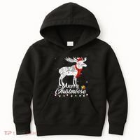 Merry Christmoose Lights Santa Hat Funny Christmas Moose  Kids Hoodie thumb 0