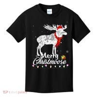 Merry Christmoose Lights Santa Hat Funny Christmas Moose  Kids T-Shirt thumb 0