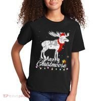 Merry Christmoose Lights Santa Hat Funny Christmas Moose  Kids T-Shirt thumb 2