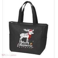 Merry Christmoose Lights Santa Hat Funny Christmas Moose  Tote Bag thumb 3