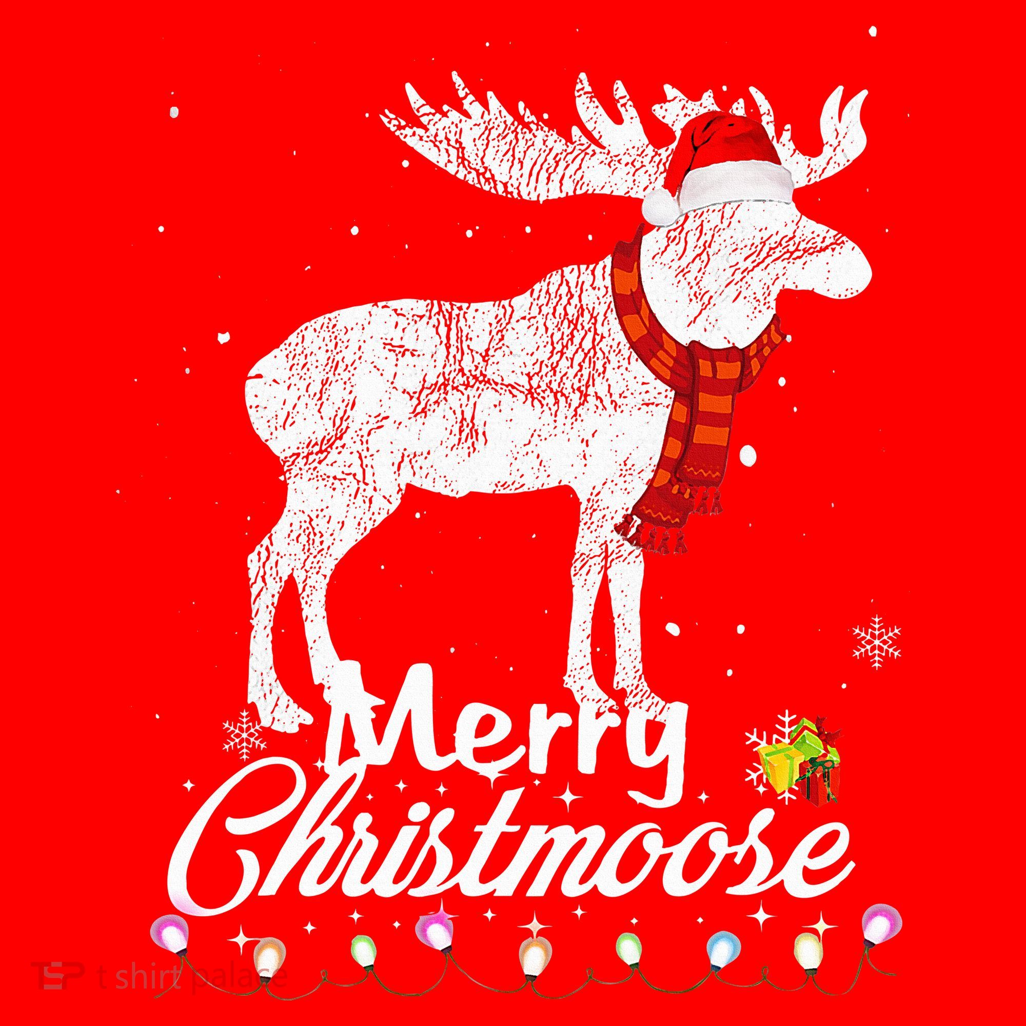 Merry Christmoose Lights Santa Hat Funny Christmas Moose  Santa Hat