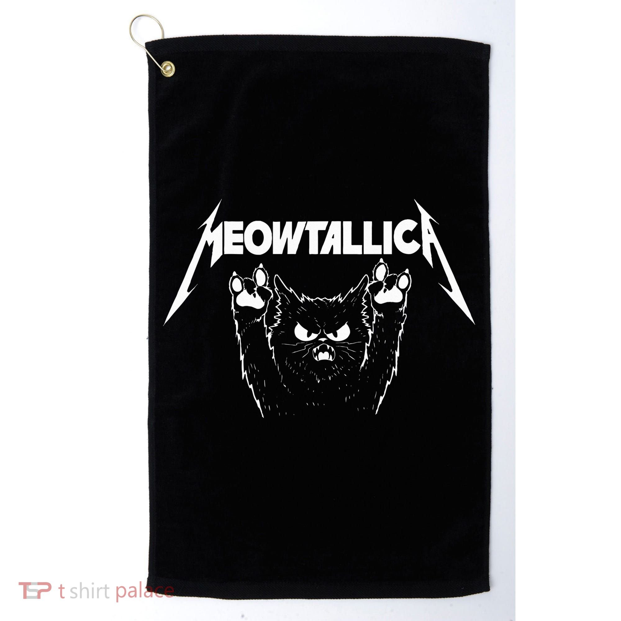 Meowtallica Cat Lover Kitten Kitty Veterinarian Golf Towel