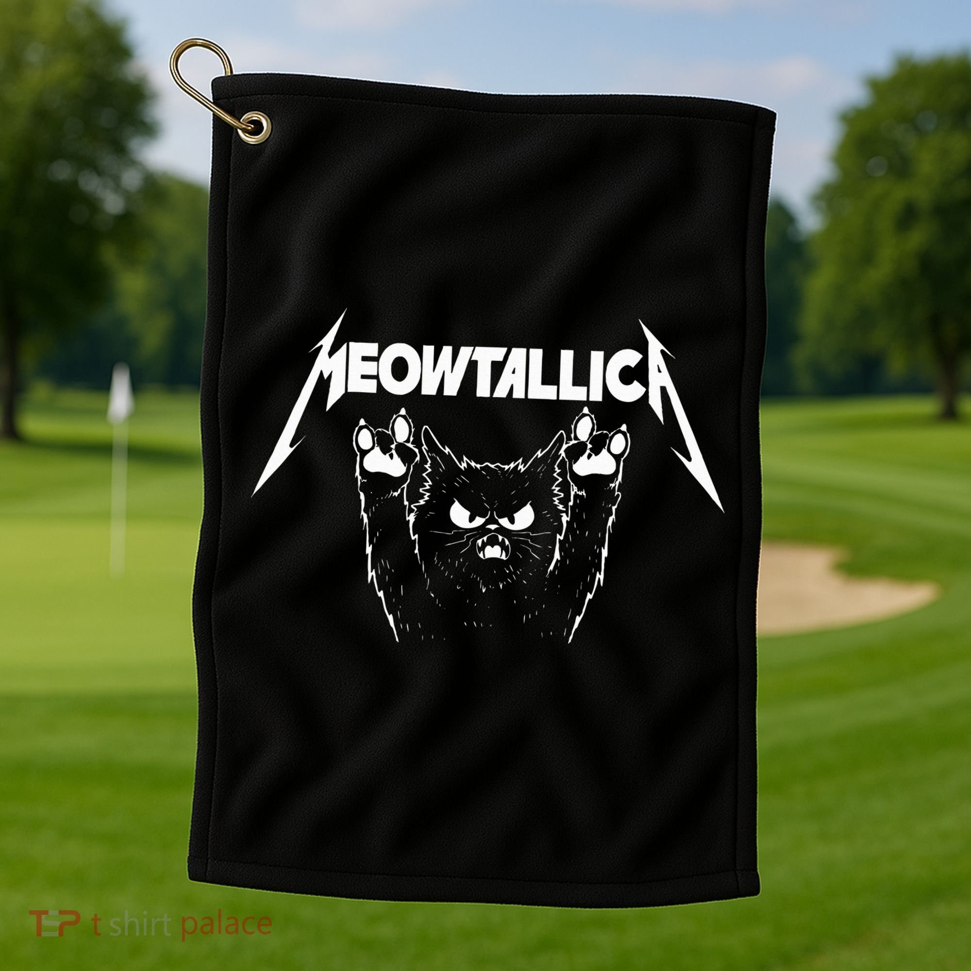 Meowtallica Cat Lover Kitten Kitty Veterinarian Golf Towel