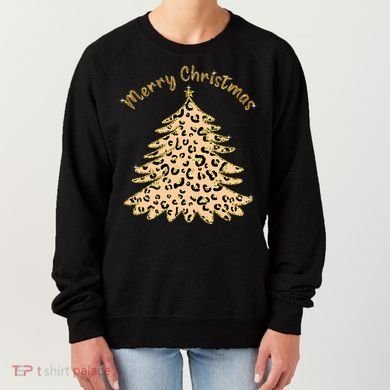 Merry Christmas Leopard Tree Holiday Women's Sweatshirt