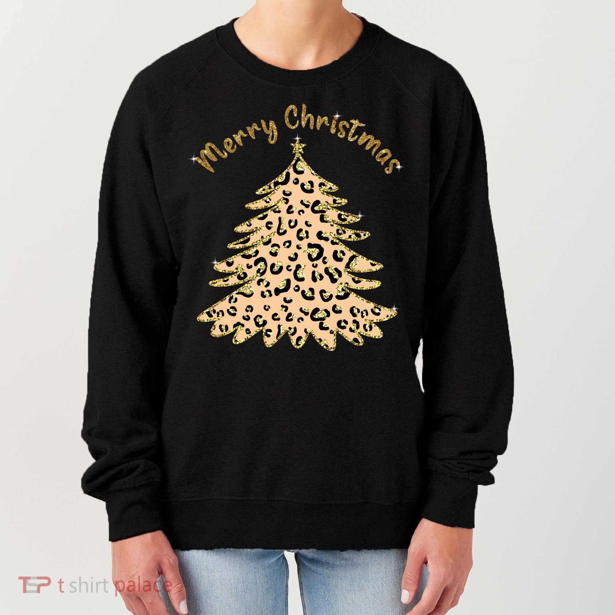 Merry Christmas Leopard Tree Holiday Women's Sweatshirt