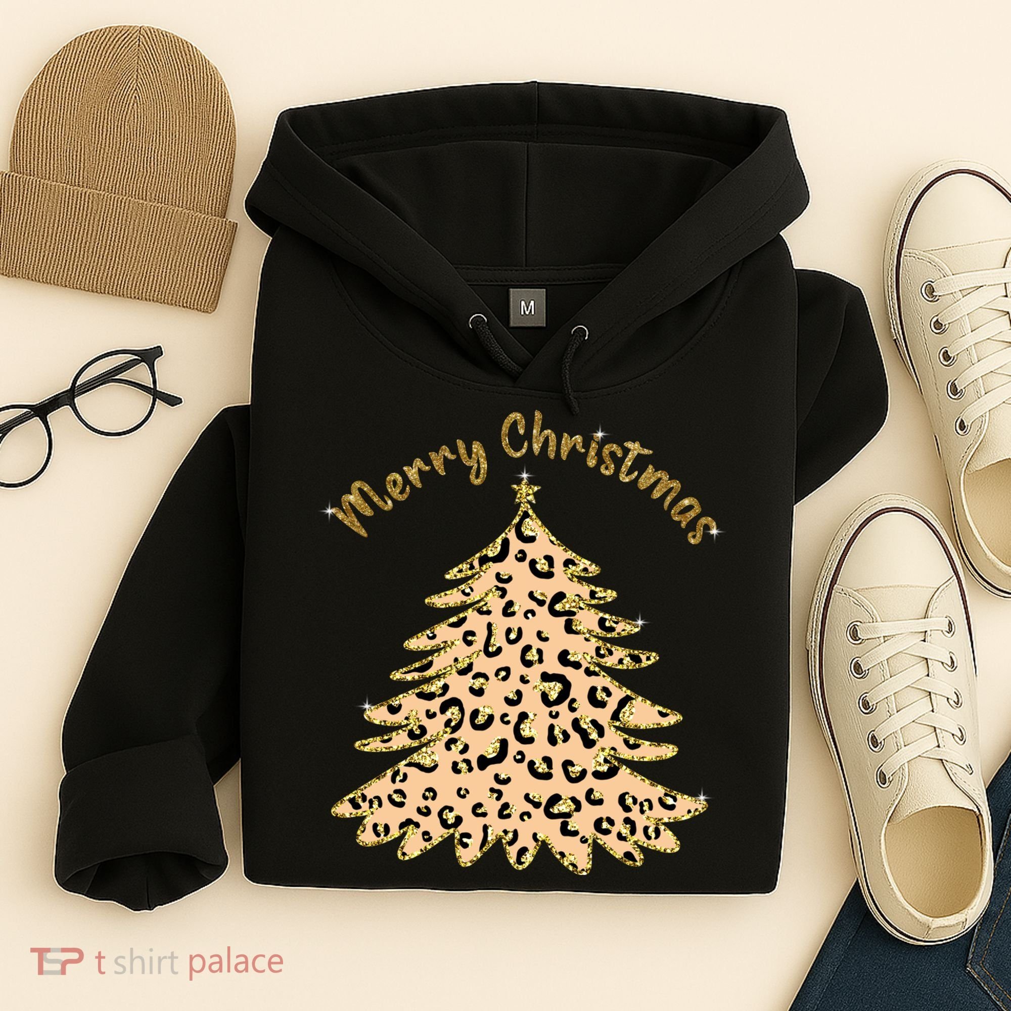 Merry Christmas Leopard Tree Holiday Hoodie