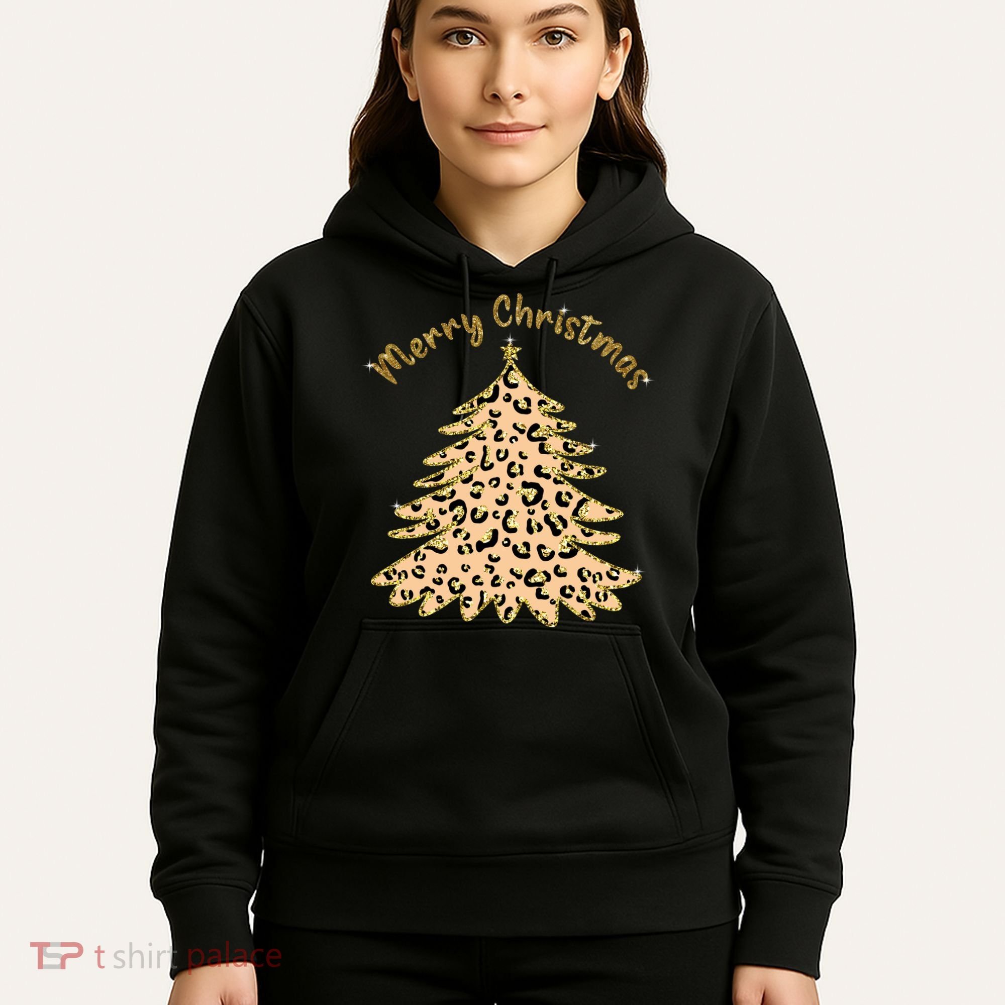 Merry Christmas Leopard Tree Holiday Hoodie